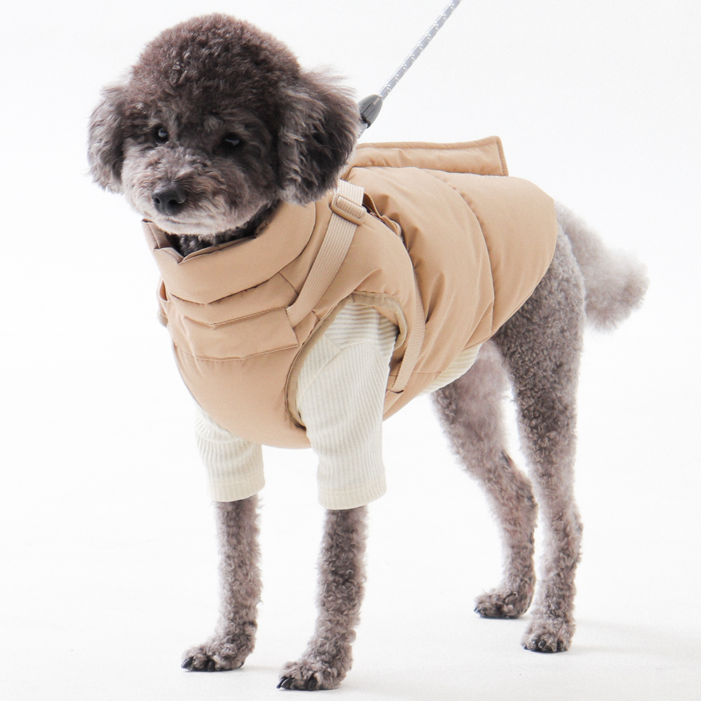 강아지 패딩 하네스 조끼 겨울옷 S