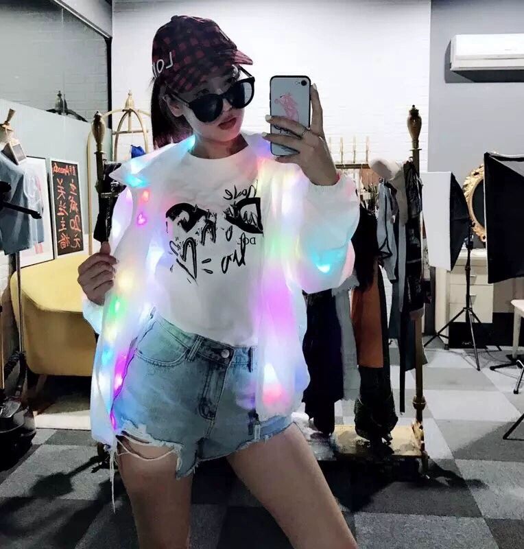 LED 의상 재킷 클럽 발광 댄스복 공연 야광옷 무대 발광 외투 - 상세 이미지 3