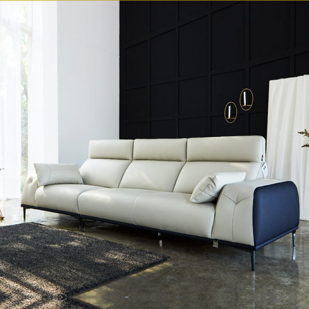 까사홈 모레노 프리미엄 이태리 통가죽 4인 소파