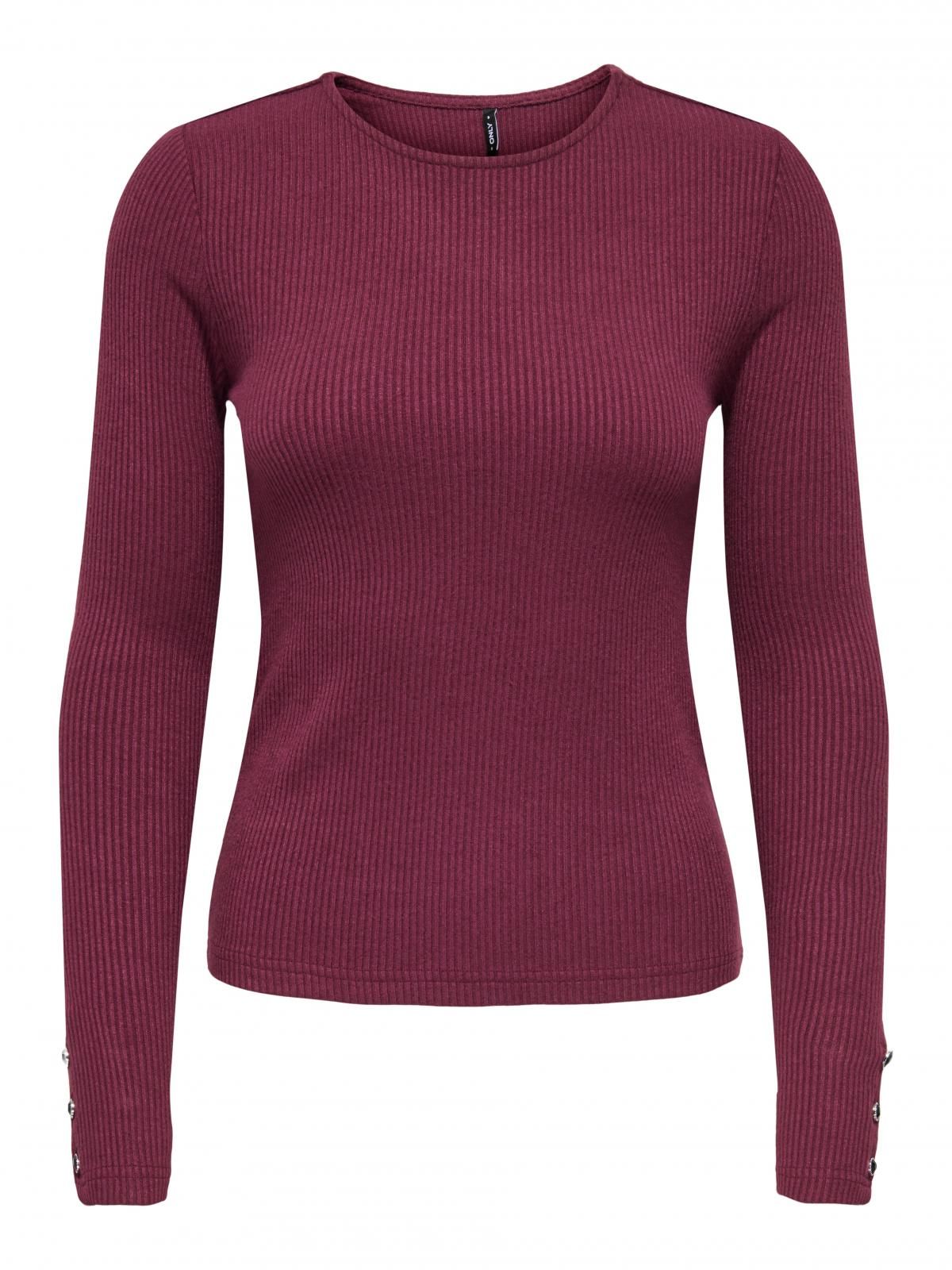 온리 슬림핏 라운드넥 롱슬리브 탑 15358953_1013_1224041 PURPLE / BURGUNDY - 상세 이미지 4