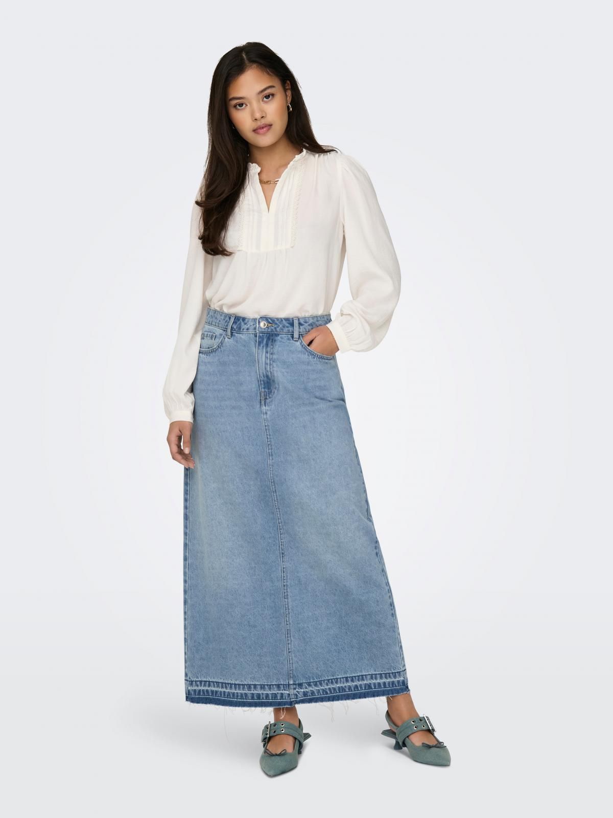 제이디와이 트렌디 데님 롱 스커트 백슬릿 15327478_2116 BLUE / LIGHT BLUE DENIM - 상세 이미지 5