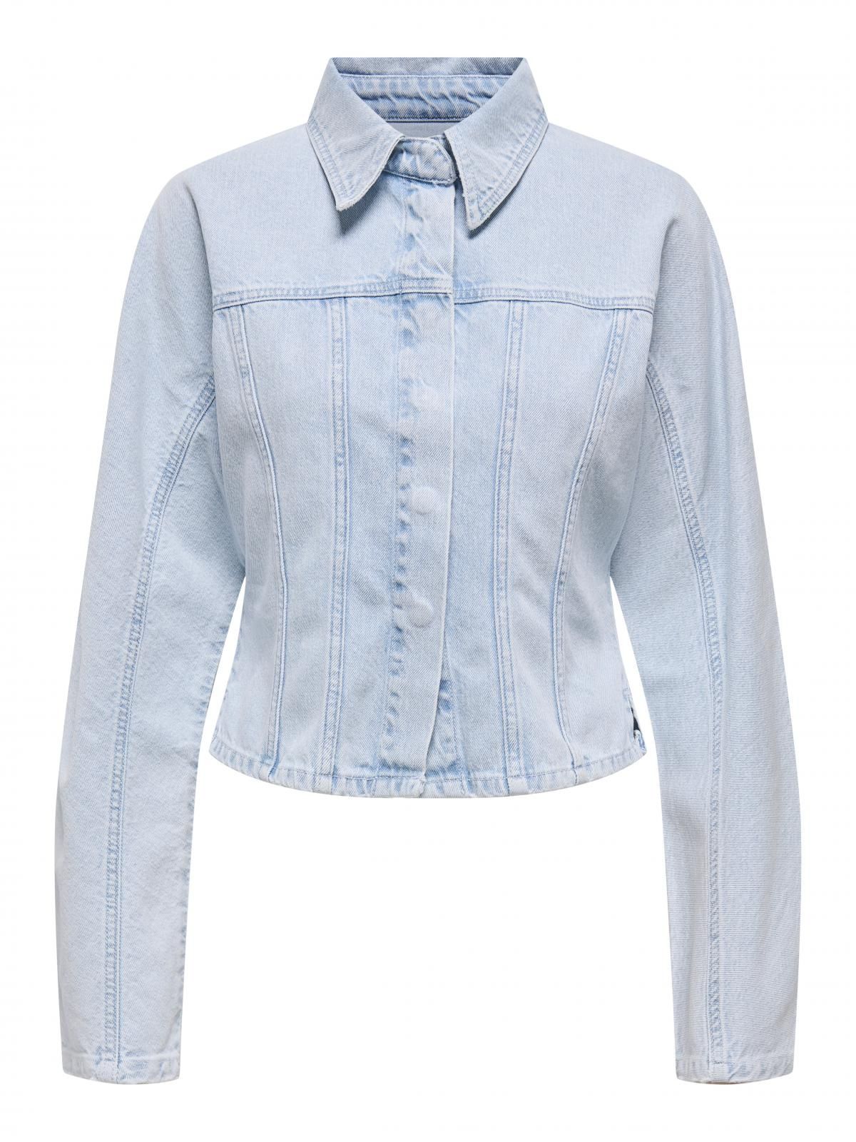온리 라이트 크롭 데님 재킷 15355066_2116 BLUE / LIGHT BLUE DENIM - 상세 이미지 3