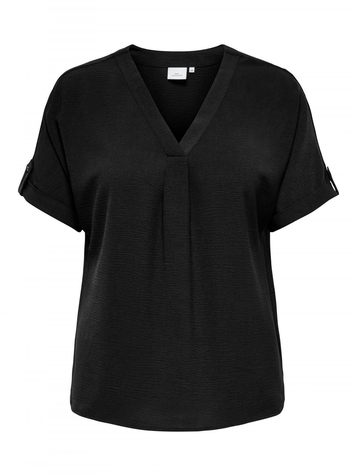 온리 빅사이즈 베이직 브이넥 배트윙 블라우스 15355726_2161 BLACK / BLACK - 상세 이미지 4
