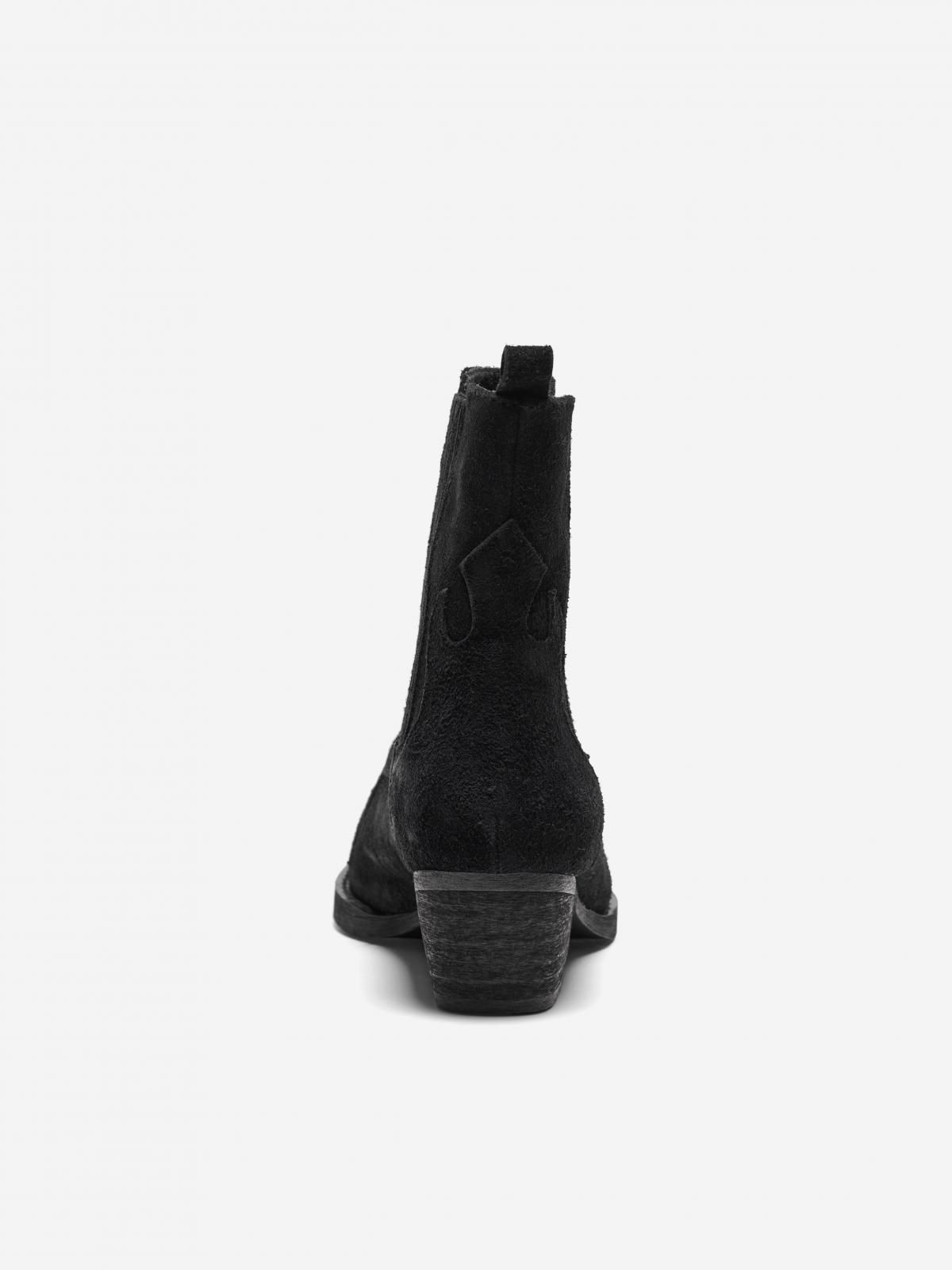 온리 스웨이드 웨스턴 포인티 미들힐 앵클부츠 15287492_2161 BLACK / BLACK - 상세 이미지 2