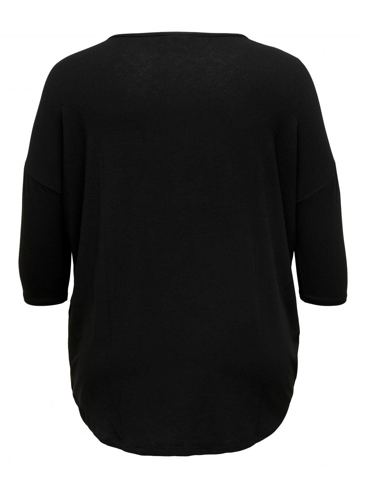 온리 루즈핏 라운드넥 7부 티셔츠 15229806_2161 BLACK / BLACK - 상세 이미지 4