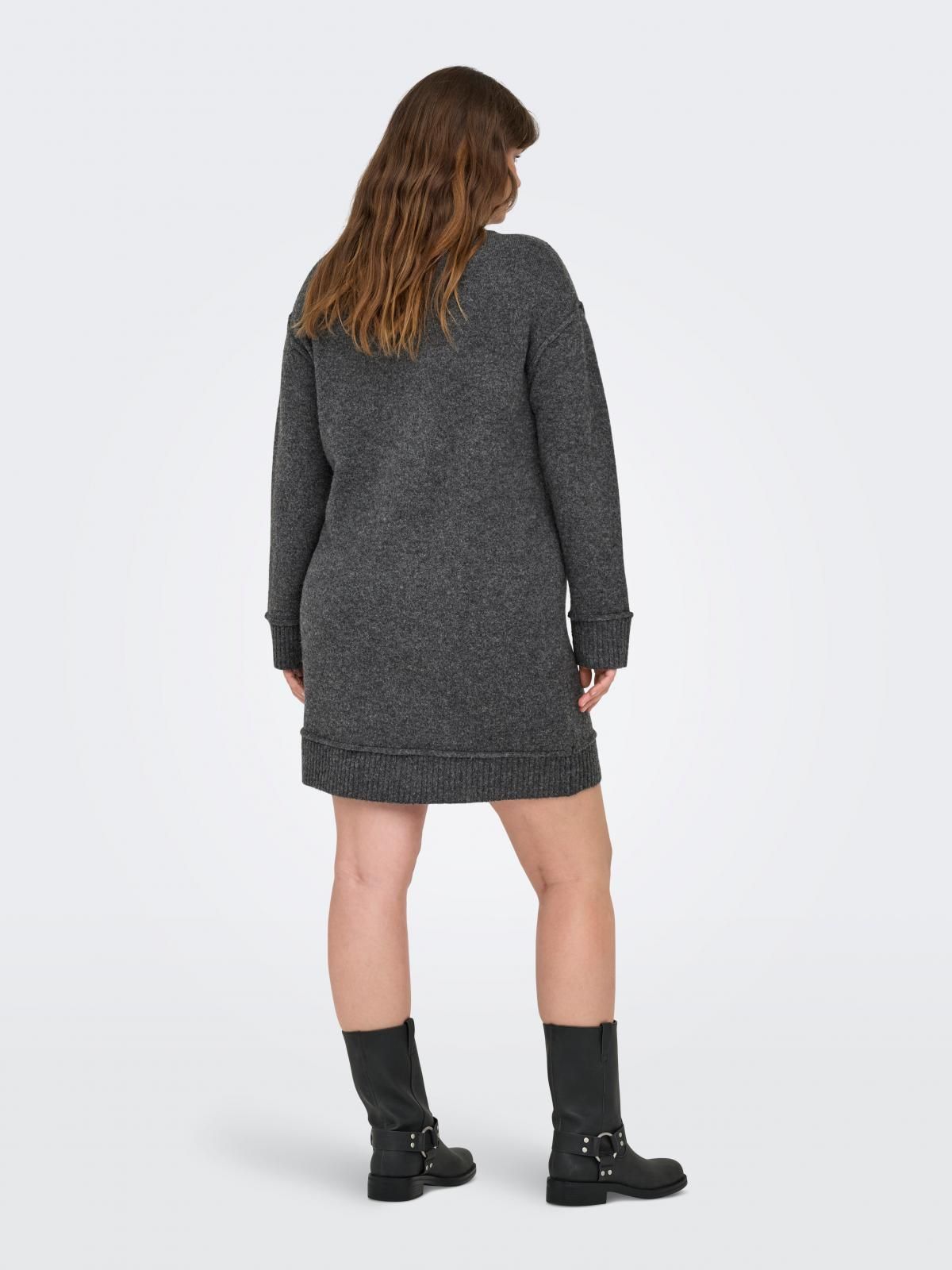 온리 빅사이즈 라운드넥 니트 원피스 15358932_2382 GREY / MEDIUM GREY MELANGE - 상세 이미지 3
