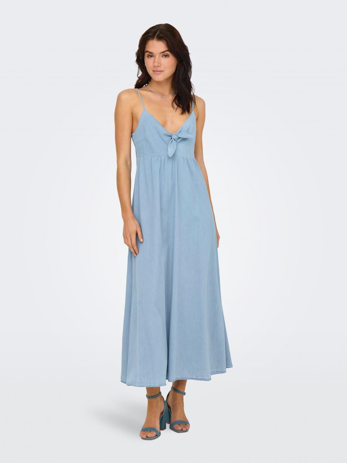 온리 트렌디 슬리브리스 브이넥 롱 원피스 15358781_2116 BLUE / LIGHT BLUE DENIM - 상세 이미지 5