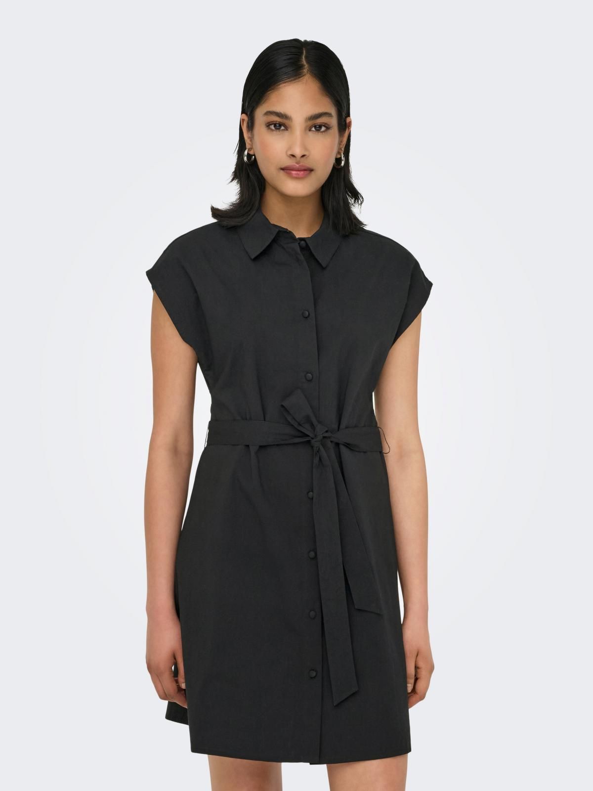 온리 벨티드 미니 셔츠 원피스 15348203_2161 BLACK / BLACK - 상품 이미지