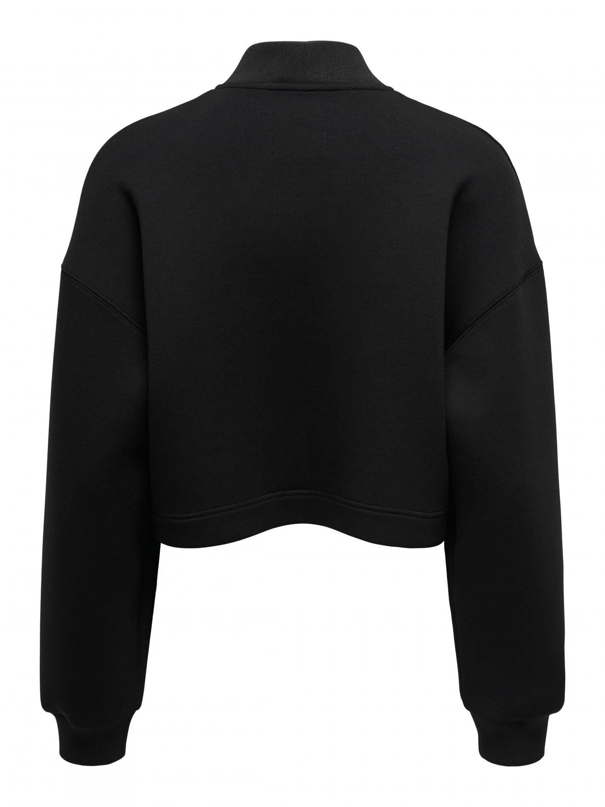 온리 미니멀 크롭 베이스볼 봄버 재킷 15347322_2161 BLACK / BLACK - 상세 이미지 4