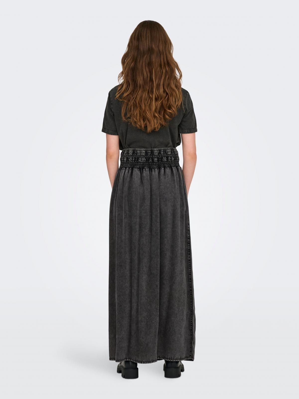 온리 하이웨이스트 롱 스커트 밴딩 캐주얼 15320036_8183 BLACK / WASHED BLACK - 상세 이미지 2