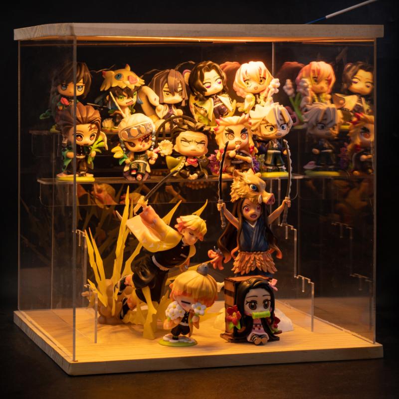 귀멸의 칼날 피규어 세트 탄지로 네즈코 젠이츠 인형 선물 생일 주변 장식 5수면+6노래방 소형박스 피규어+무조명 전시 박스+선물 가방 - 상세 이미지 2