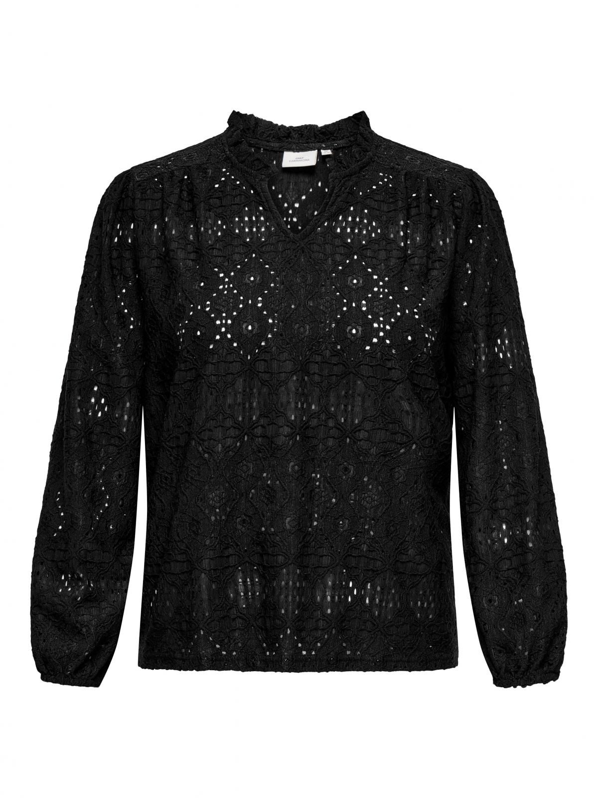 온리 빅사이즈 레이스 브이넥 벌룬 블라우스 15361906_2161 BLACK / BLACK - 상세 이미지 3