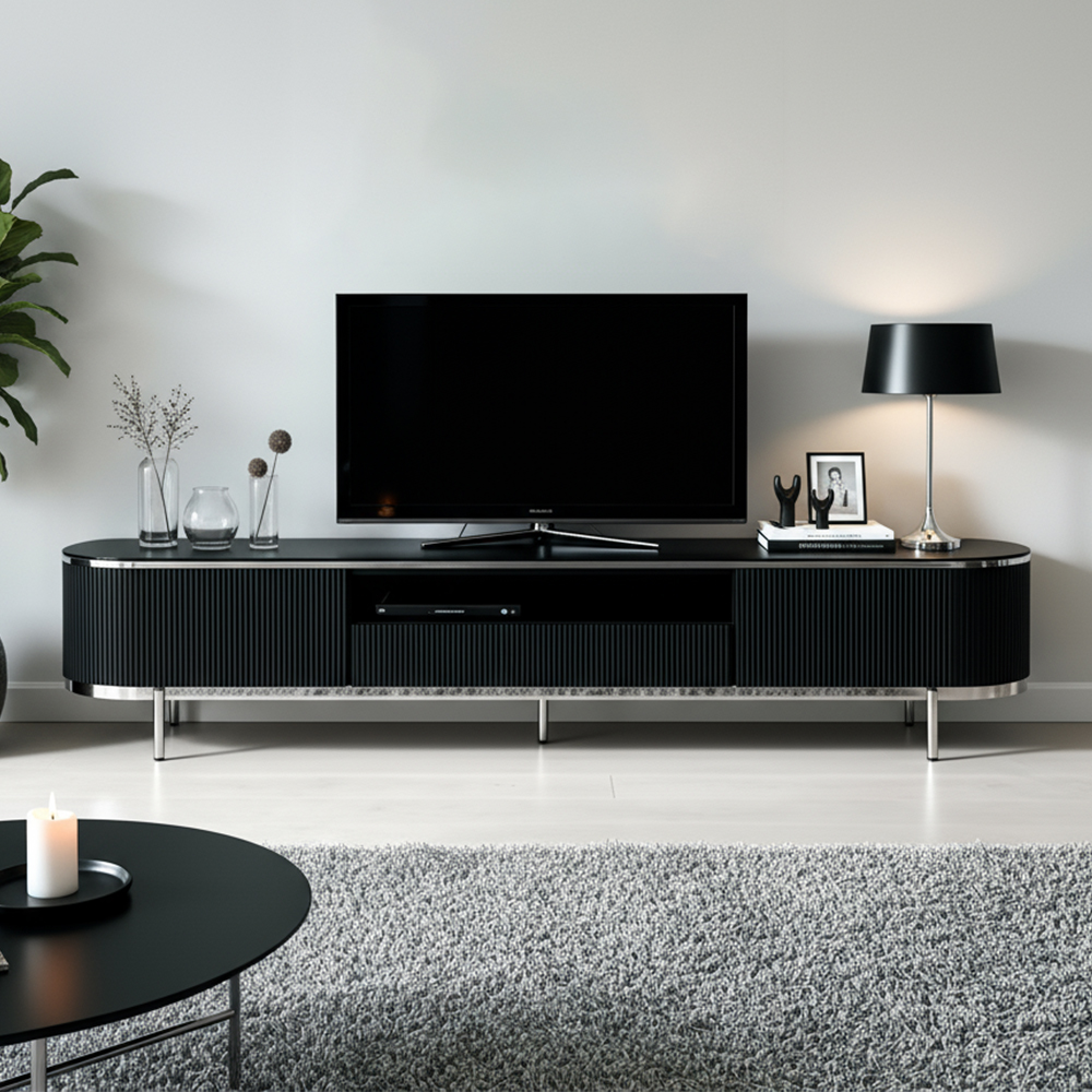 밀크 세라믹 템바보드 TV거실장 낮은 티비다이 티비장 2000, 화이트 실버