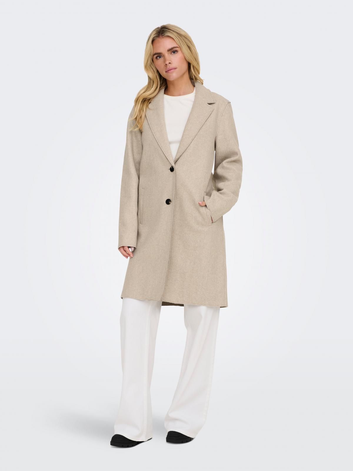 온리 베이직 미니멀 롱 테일러드 코트 15213300_1959_880395 WHITE / HUMUS - 상세 이미지 2