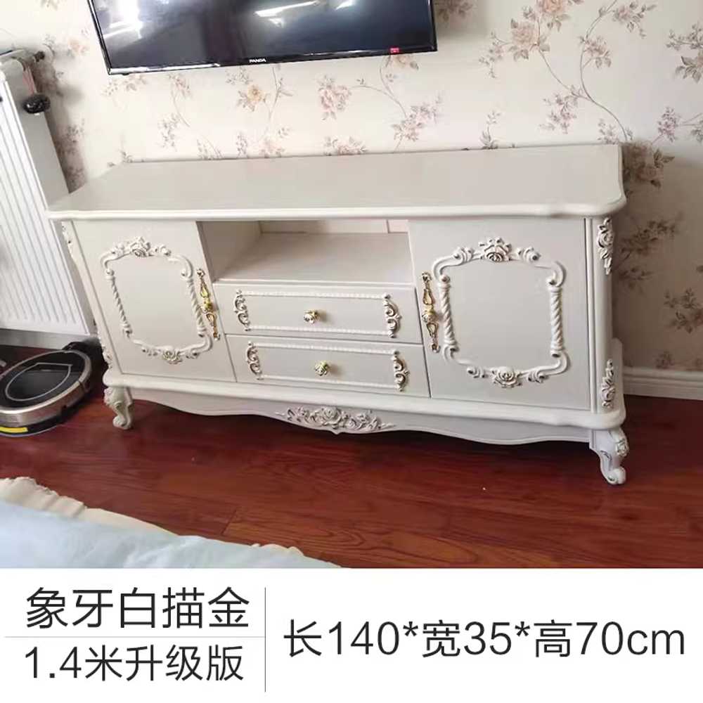 엔틱 수납장 진열대 주방 전신 콘솔 빈티지 층 유럽풍 화이트 골드 140x35x70 이미지 7
