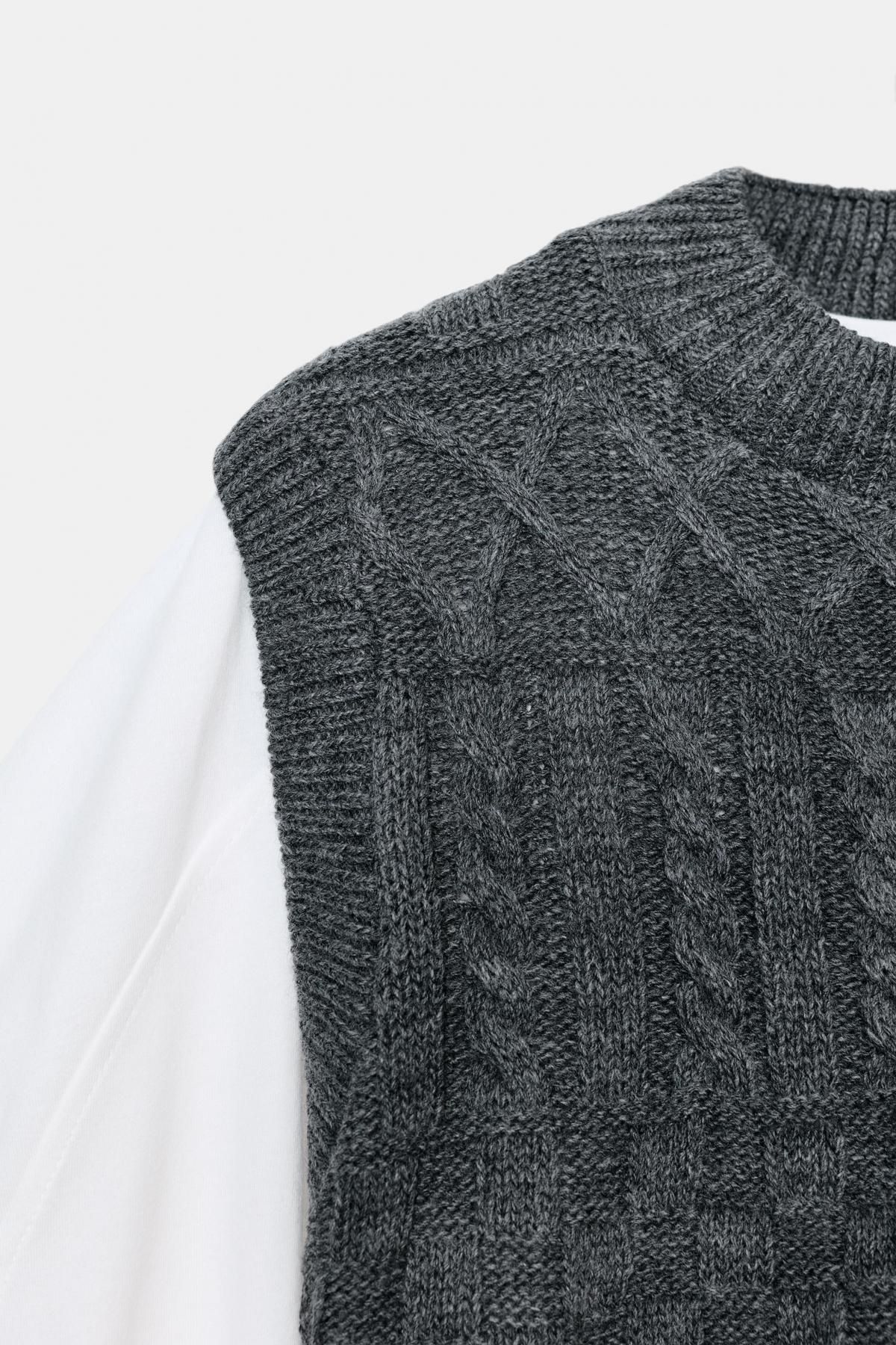 자라 니트 베스트 콤비 긴팔 티셔츠 1131/873 ANTHRACITE GREY 이미지 6