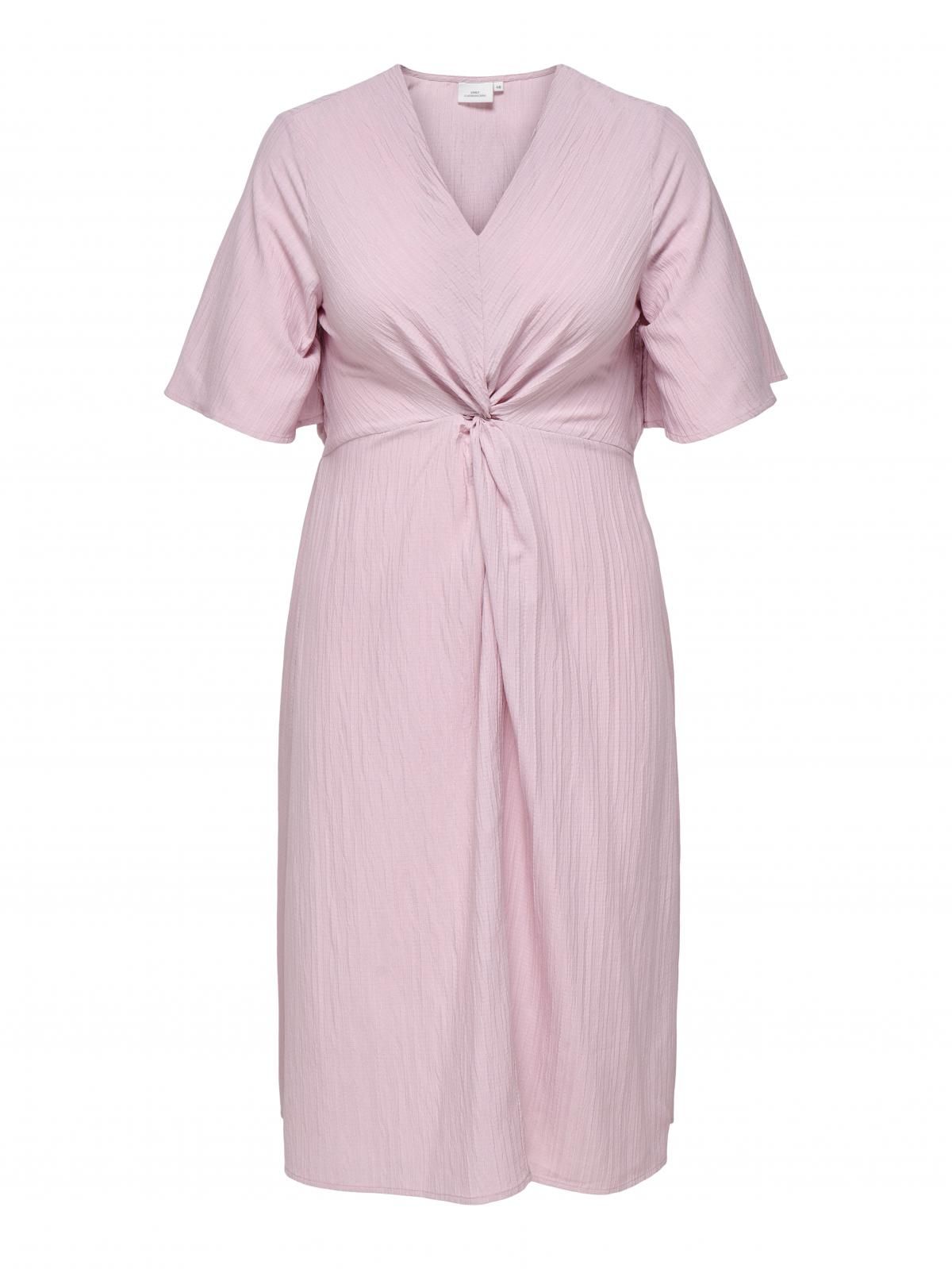 온리 빅사이즈 페미닌 브이넥 미디 원피스 15354632_917 PURPLE / CHALK PINK - 상세 이미지 3