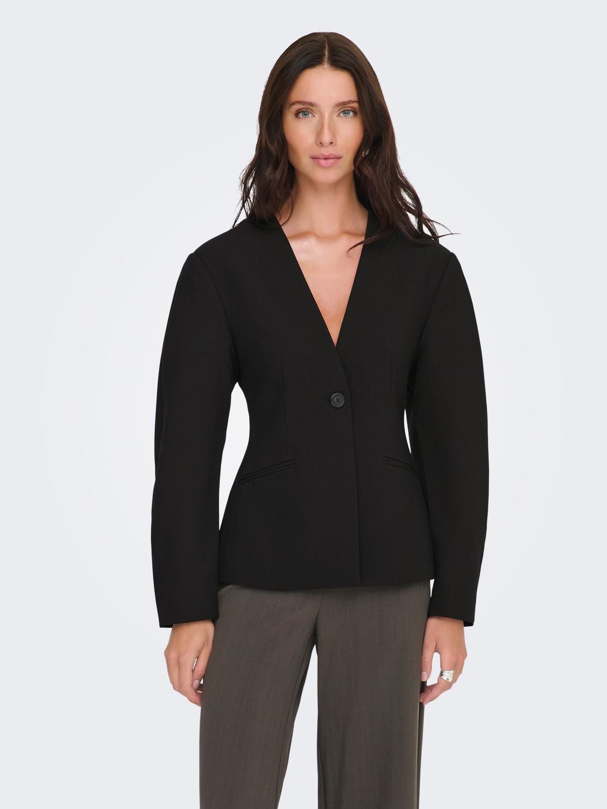 온리 테일러드 베이직 블랙 블레이저 15364020_2161 BLACK / BLACK - 상품 이미지