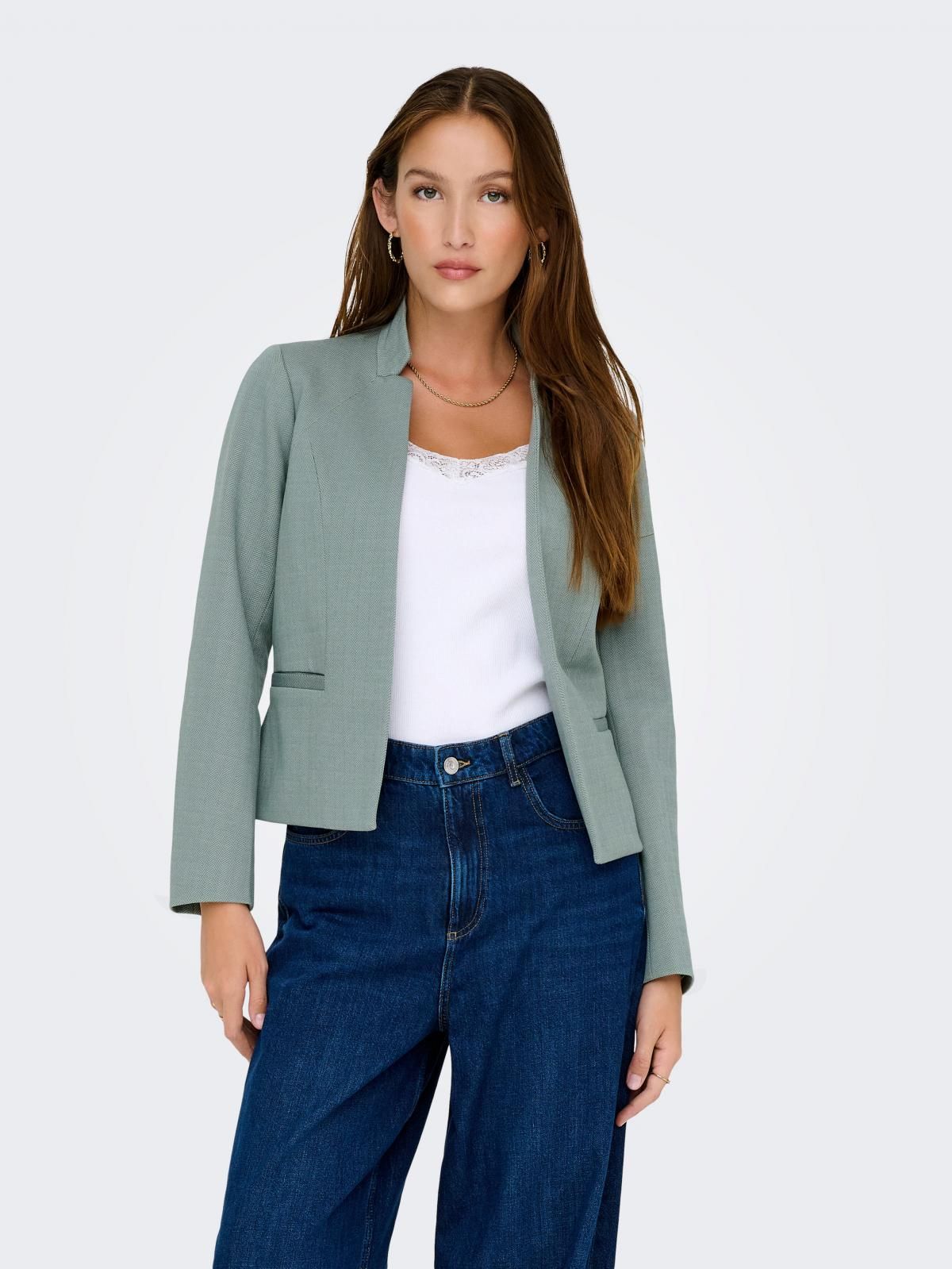 온리 테일러드 미니멀 블레이저 15351247_1618_1195725 GREEN / LILY PAD - 상품 이미지