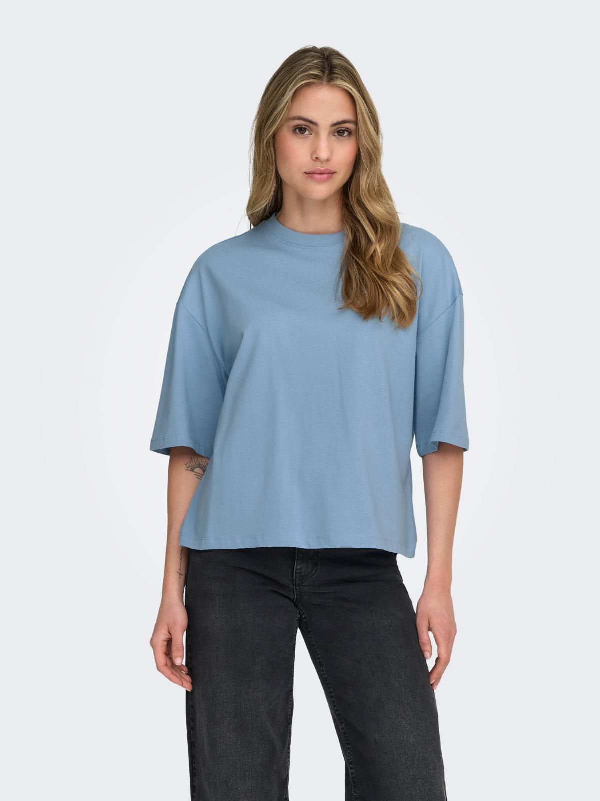 온리 베이직 라운드넥 반팔 티셔츠 15370997_3013 BLUE / SOFT CHAMBRAY - 상품 이미지