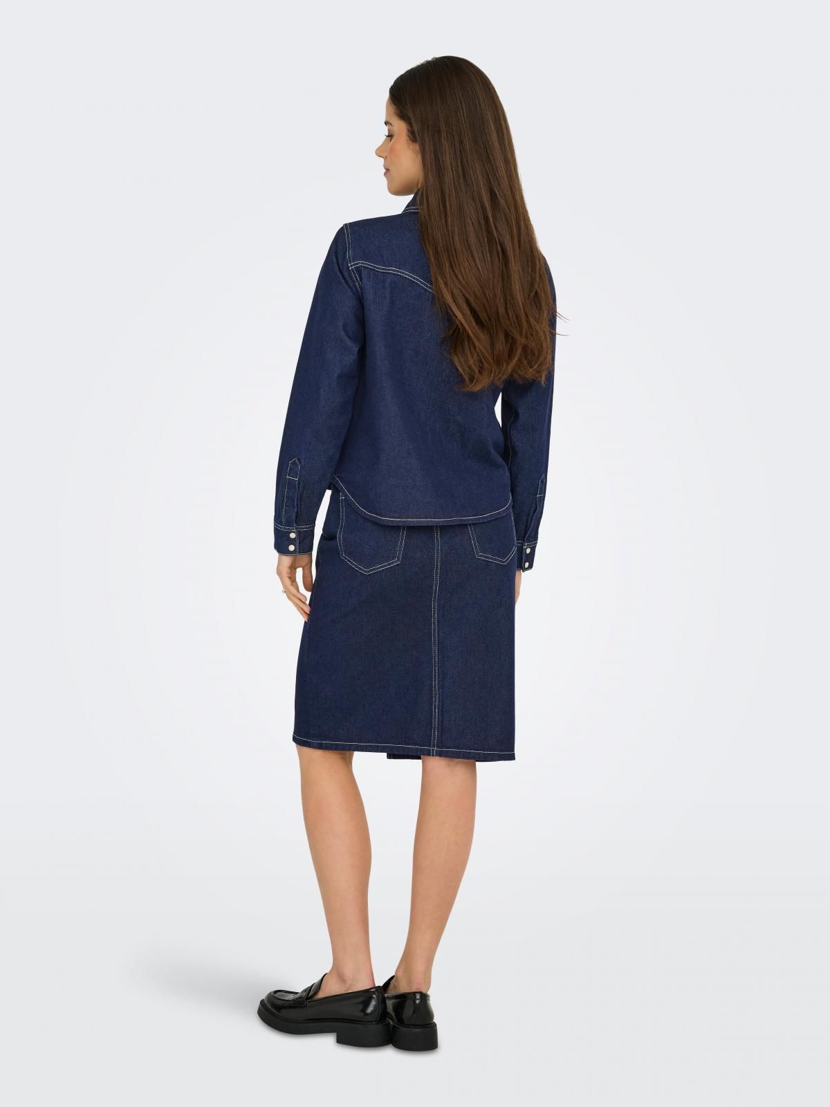 제이디와이 스티치 테크니컬 데님 셔츠 15347522_2114 BLUE / DARK BLUE DENIM - 상세 이미지 2
