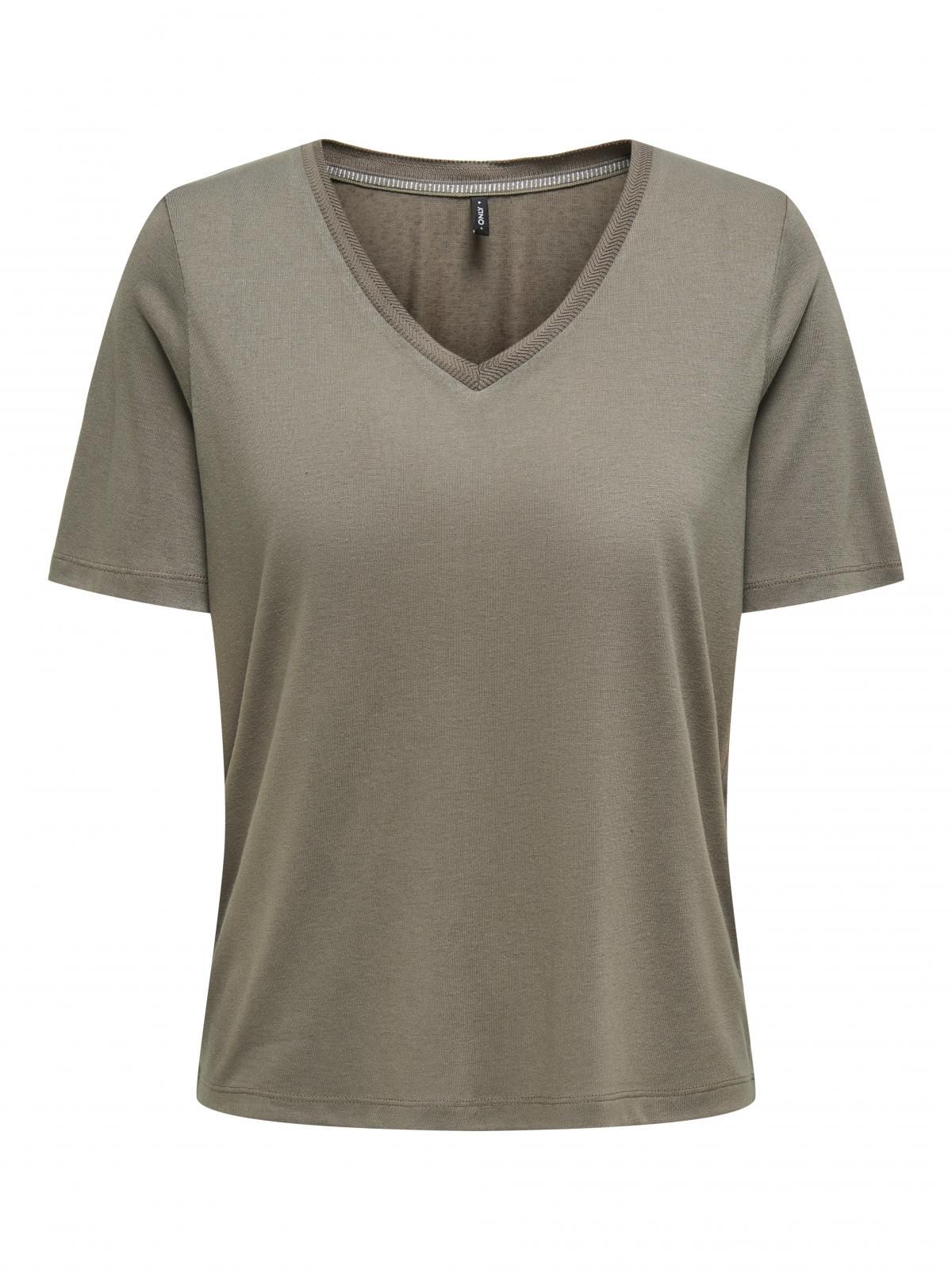 온리 베이직 브이넥 반팔 티셔츠 15257390_120 GREY / WALNUT - 상세 이미지 3