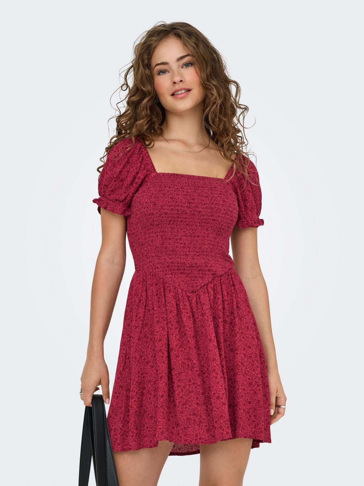 온리 트렌디 스모크 스퀘어넥 미니 원피스 15366884_864_1245969 PURPLE / EARTH RED - 상품 이미지