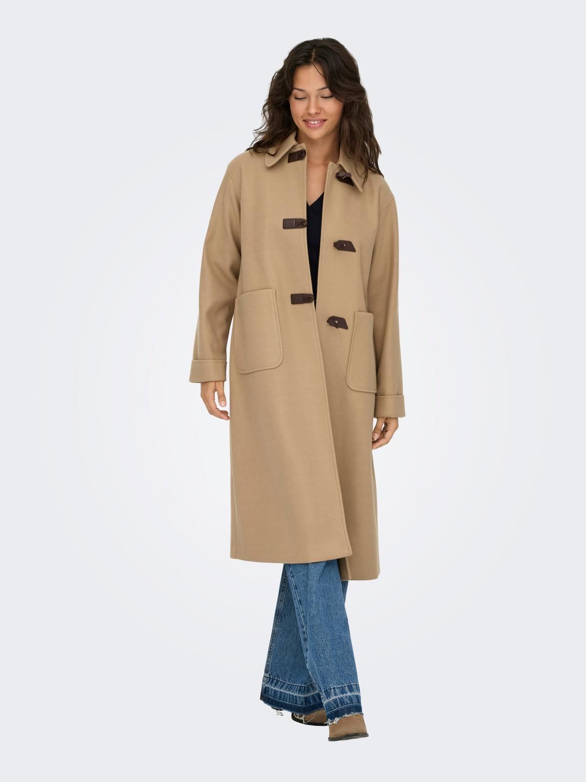 온리 베이직 클래식 롱 코트 15358223_240 BROWN / TANNIN - 상세 이미지 2