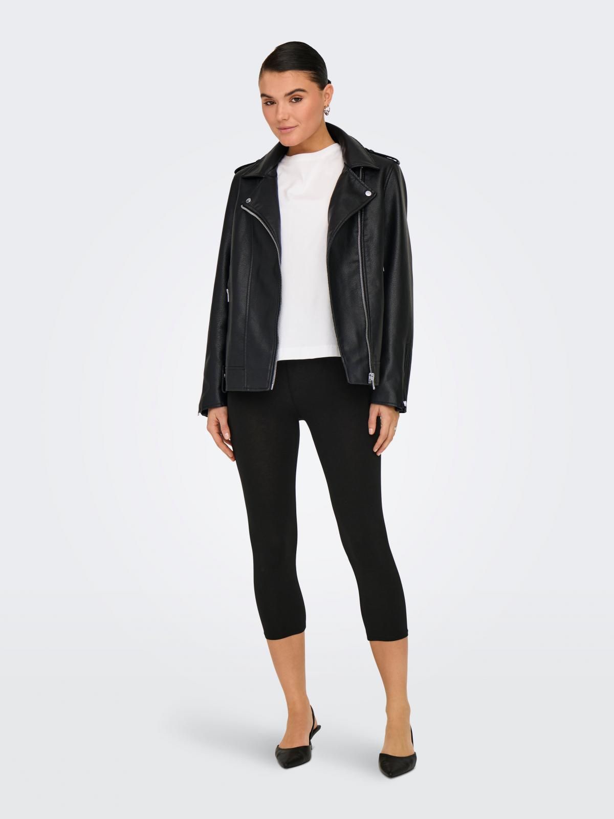 온리 오버핏 테크니컬 레더 바이커 재킷 15356198_2161 BLACK / BLACK - 상세 이미지 5