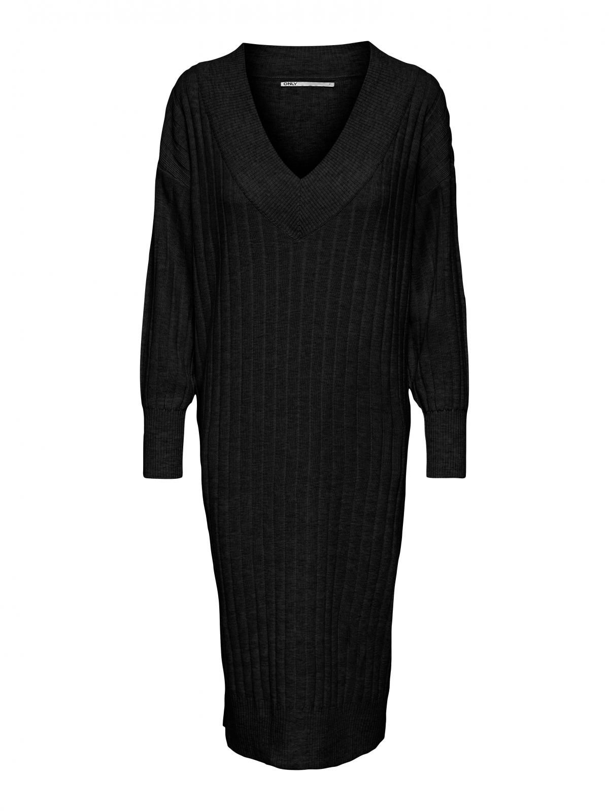 온리 미디 브이넥 니트 원피스 15236372_2161 BLACK / BLACK - 상세 이미지 3