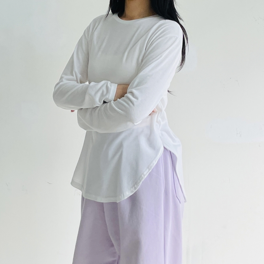 기모 이너티 레이어드 겨울 루즈핏 밑단라운딩 티셔츠 제품 이미지