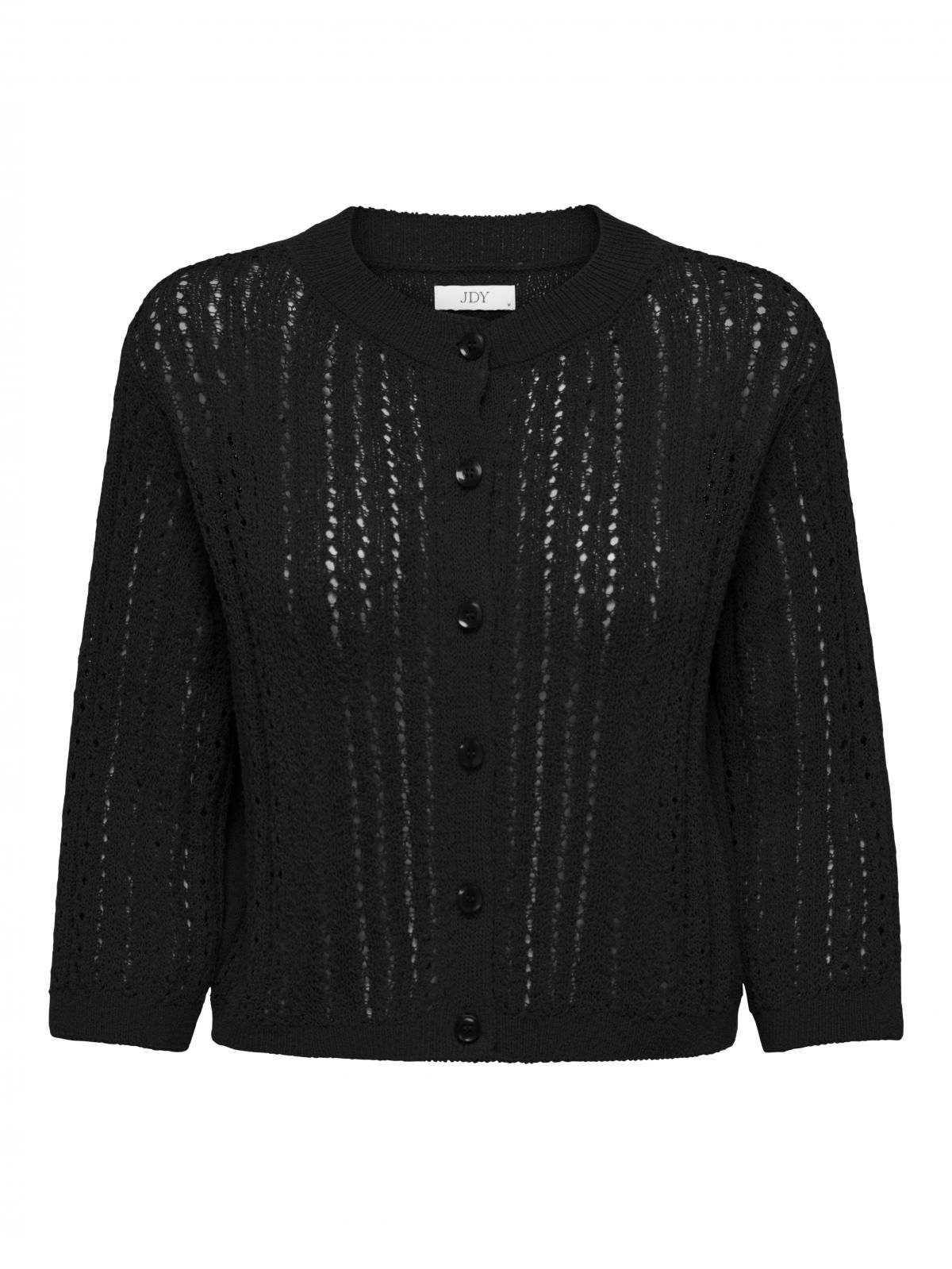 제이디와이 페미닌 라운드넥 테크니컬 니트 카디건 15344540_2161 BLACK / BLACK - 상세 이미지 4