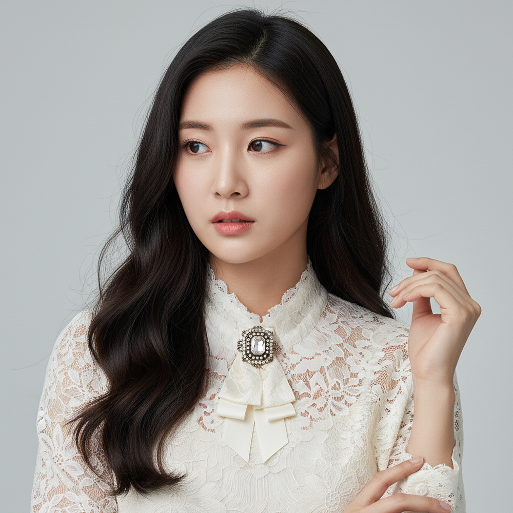 앤틱 크리스탈 레이스 리본 엘리제 브로치 모자 가방 꾸미기 - 상세 이미지 4
