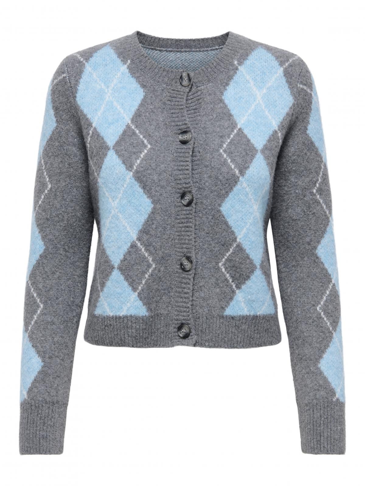 온리 아가일 라운드넥 니트 카디건 15366045_2382_1253237 GREY / MEDIUM GREY MELANGE - 상세 이미지 3