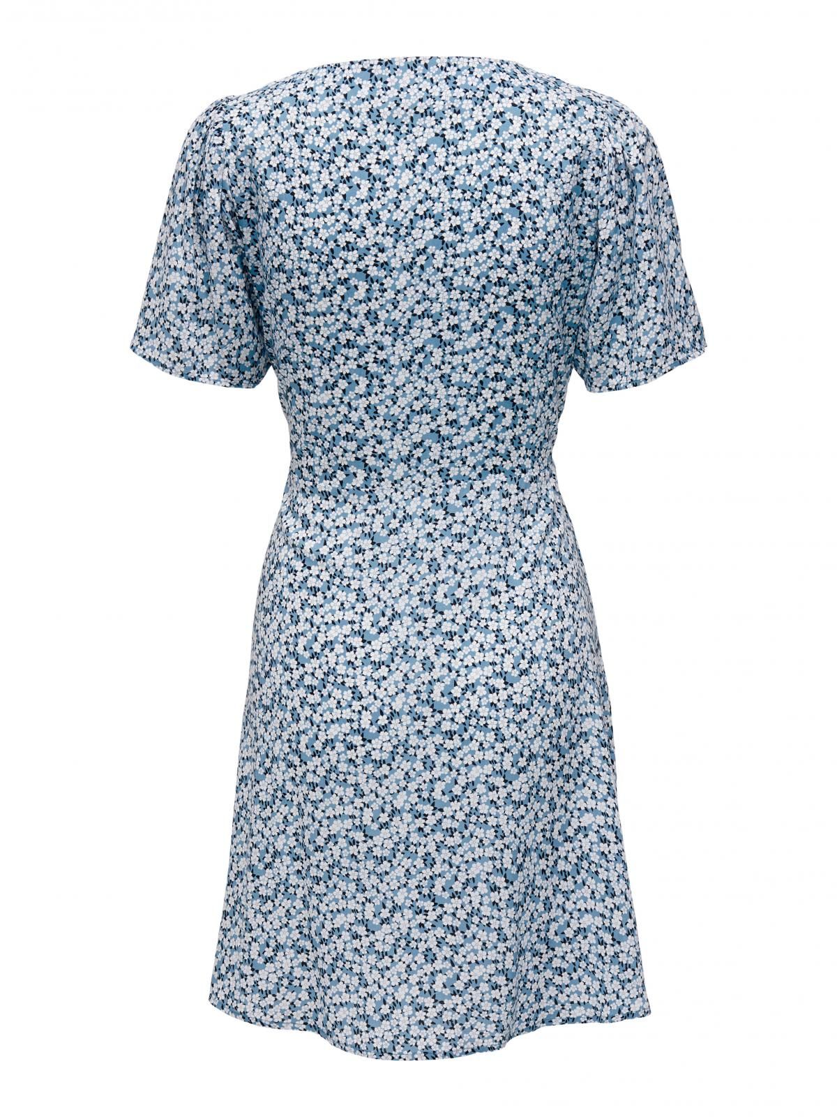 온리 플라워 패턴 브이넥 미니 원피스 15237382_1348_979282 BLUE / PROVINCIAL BLUE - 상세 이미지 4