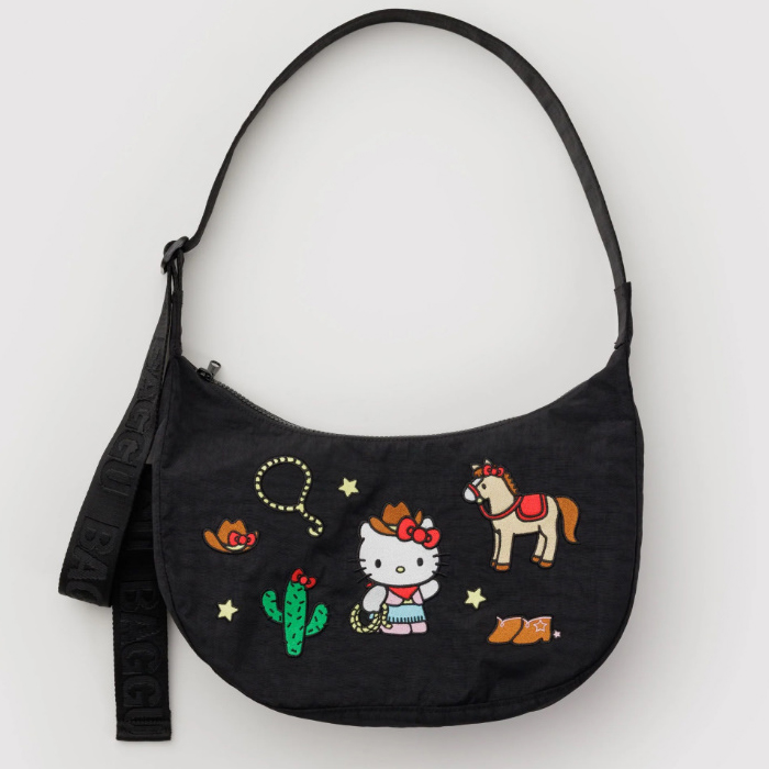 BAGGU 바쿠 크레센드 백 47인치 나일론 초승달 가벼운 숄더백 Hello Kitty Western - 메인 이미지