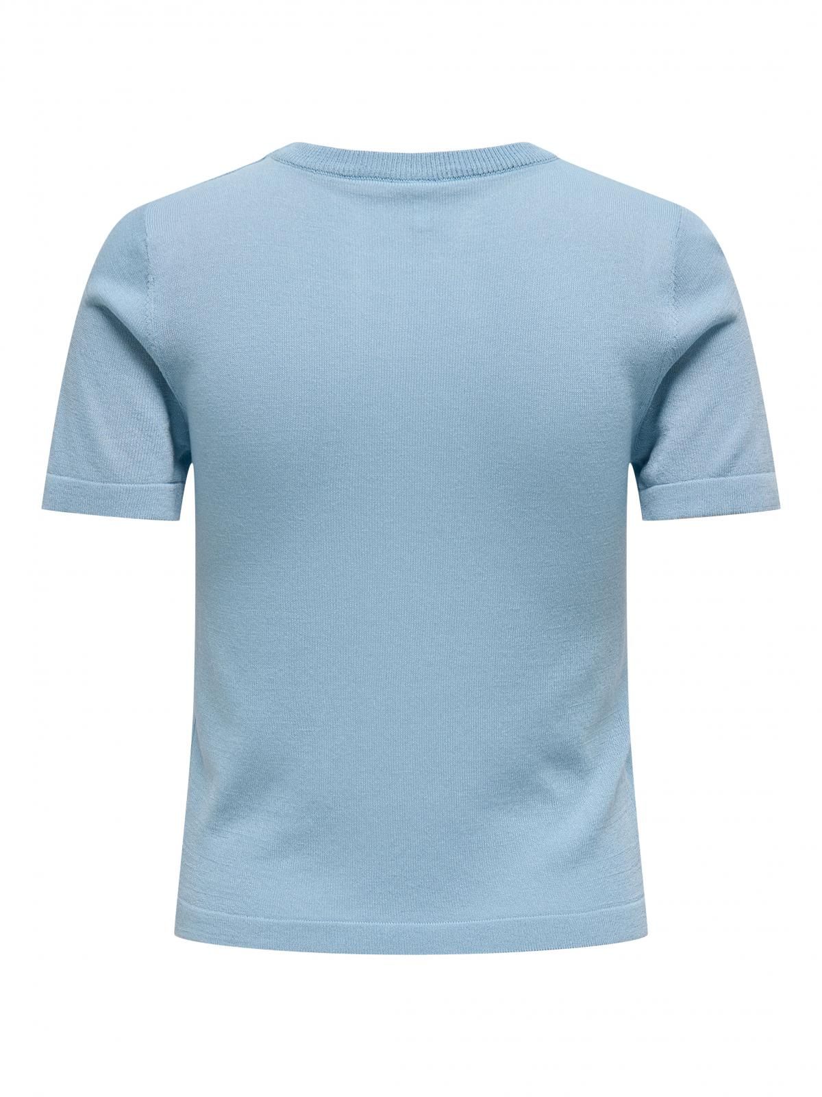 온리 플랫니트 소프트 라운드넥 반팔 니트 15314609_3013 BLUE / SOFT CHAMBRAY - 상세 이미지 5