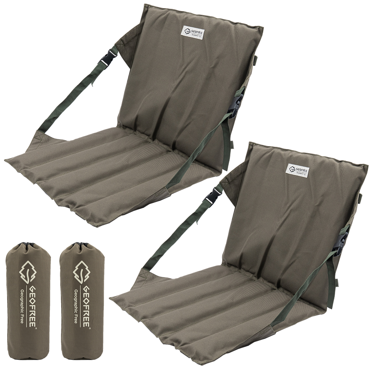 지오프리 이지롤 방석 좌식 그라운드 체어 휴대용 미니 피크닉 페스티벌 기본, 카키, 2개