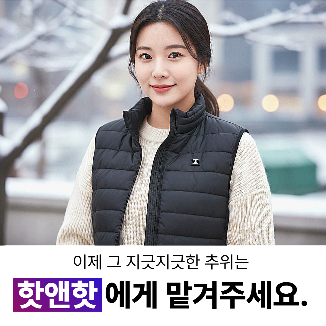 핫앤핫 온열 발열조끼 열선 USB 방한 충전식 패딩조끼 - 상세 이미지 4