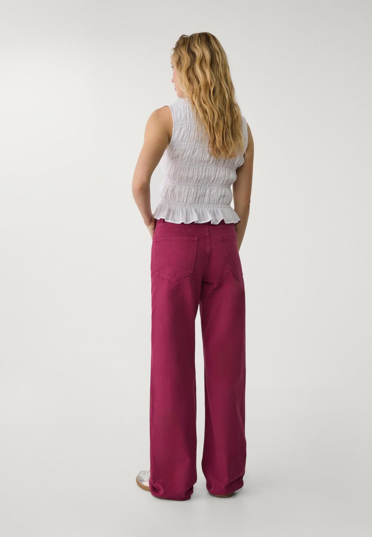스트라디바리우스 하이웨이스트 와이드핏 데님 팬츠 4891/820 BURGUNDY - 상세 이미지 2