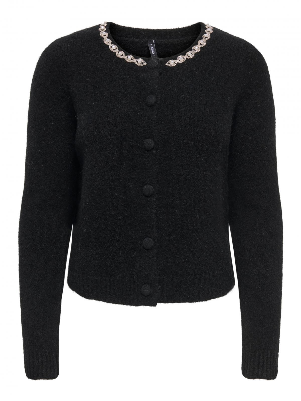 온리 베이직 라운드넥 니트 카디건 15360880_2161_1229656 BLACK / BLACK - 상세 이미지 3