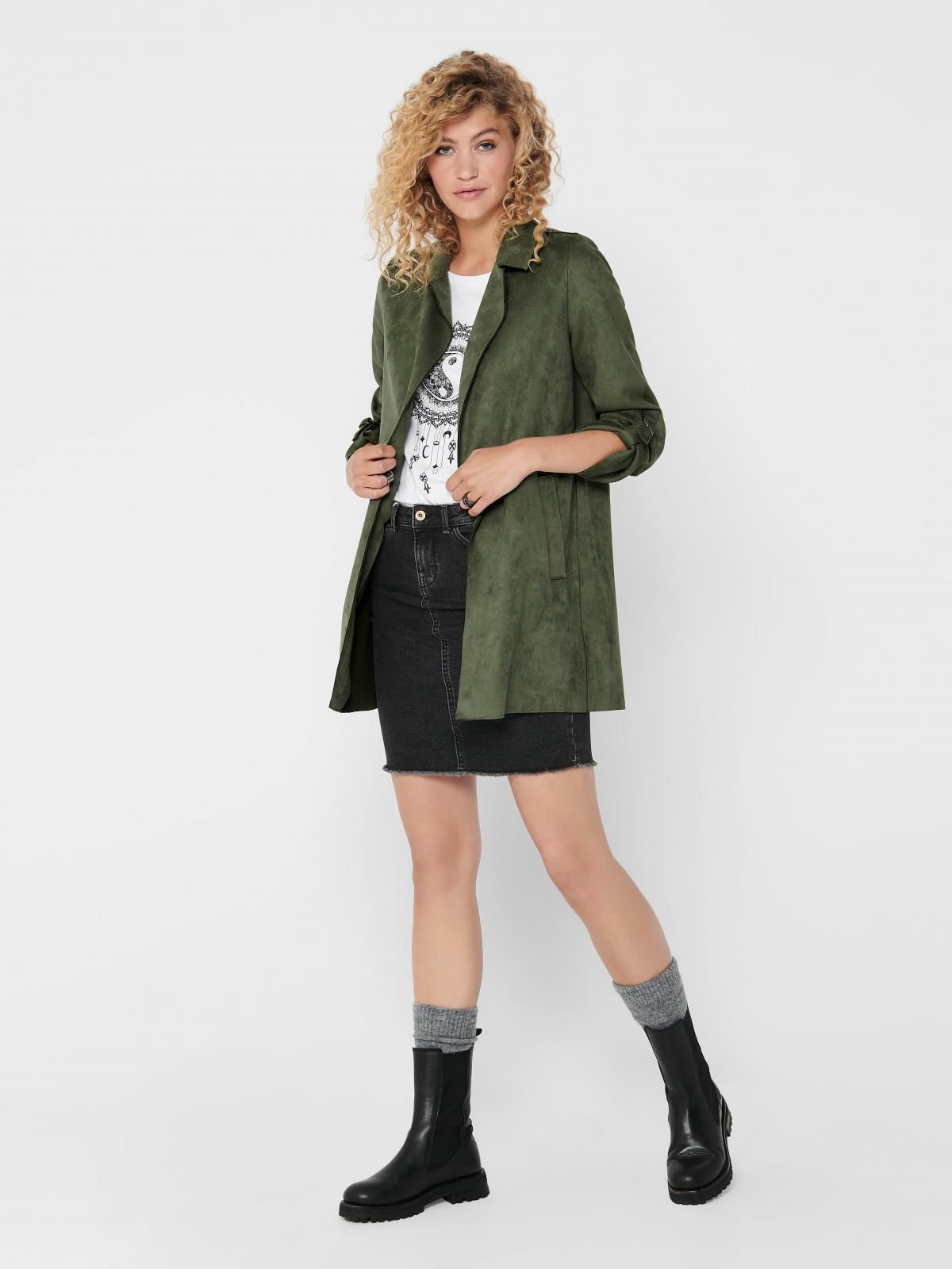 온리 테크니컬 오버핏 롱 코트 카키 15179864_4263 GREEN / KALAMATA - 상세 이미지 5