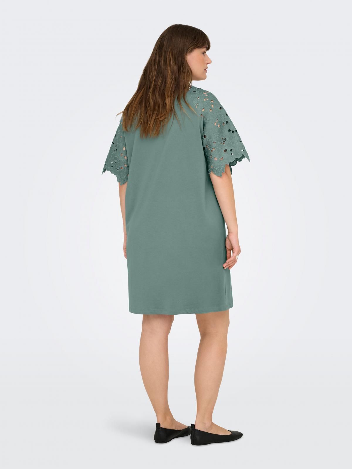 온리 빅사이즈 레이스 디테일 코튼 미니 원피스 15362312_1467 GREY / CHINOIS GREEN - 상세 이미지 3