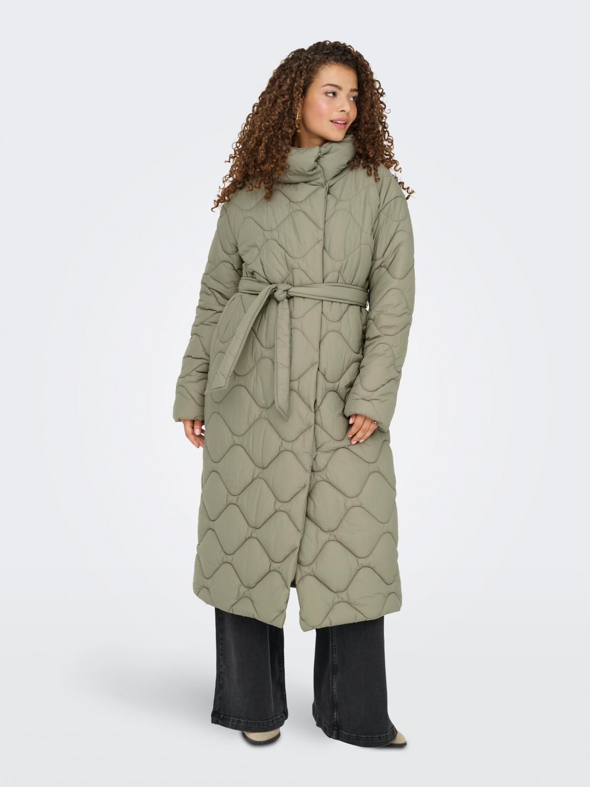 온리 테크니컬 벨트 하이넥 퀼팅 롱패딩 15362823_8303 BROWN / WINTER TWIG - 상세 이미지 5