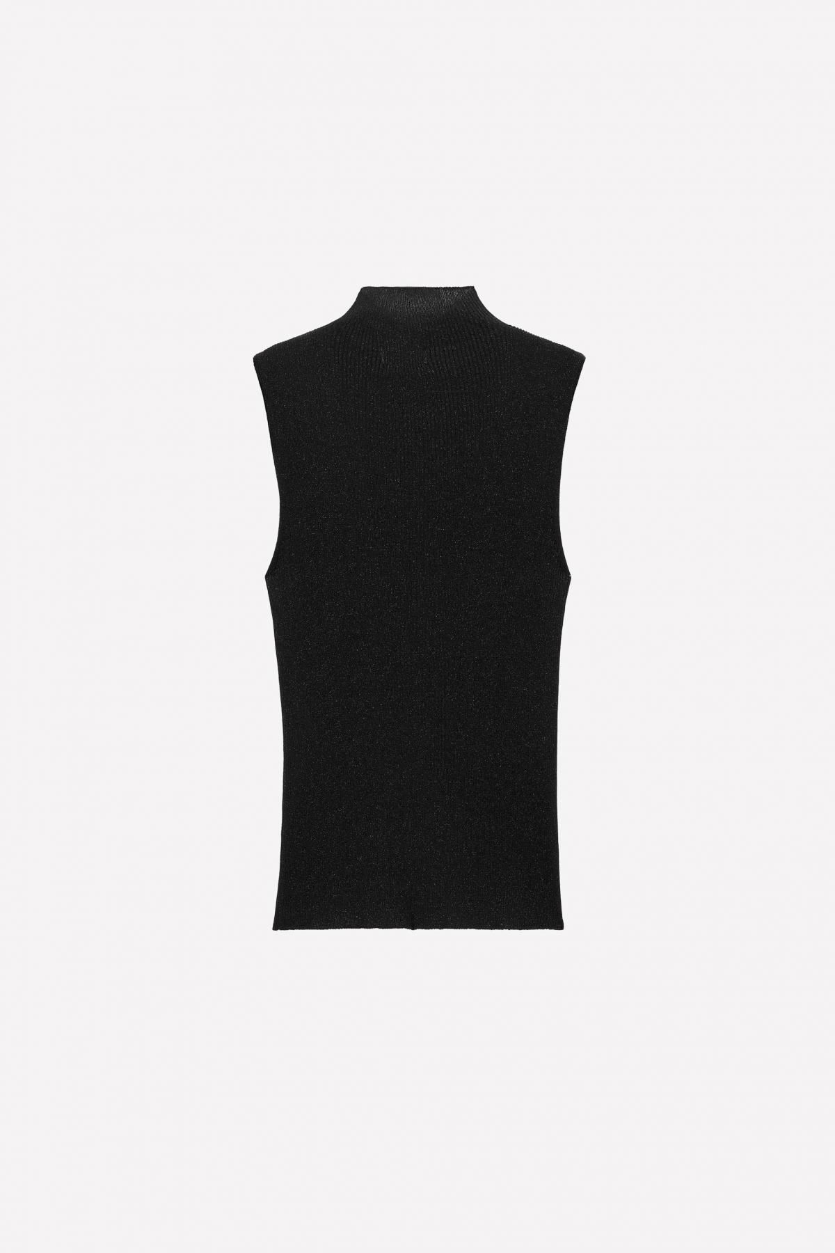 자라 테크니컬 슬림핏 니트 민소매 터틀넥 블랙 9598/360 BLACK - 상세 이미지 3