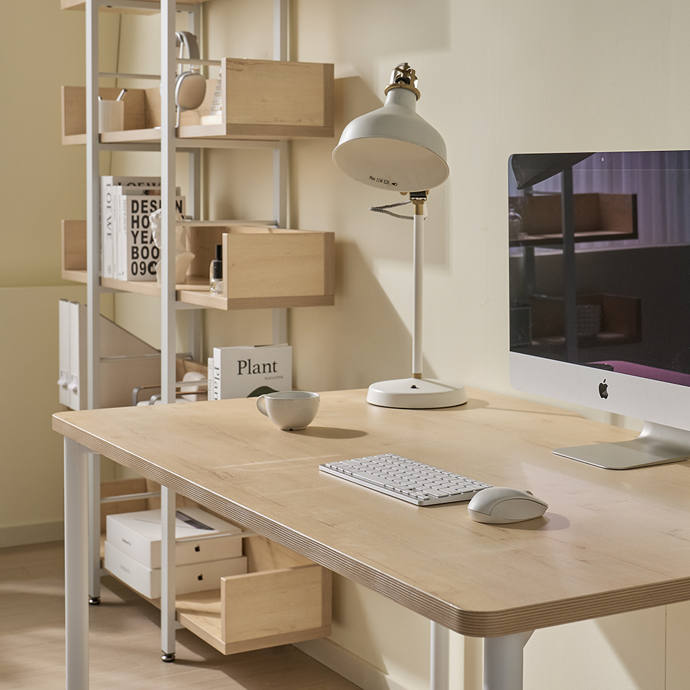 티에스퍼니처 두로 LPM 베이직 서재 데스크 1600x800mm, 블랙+라운드/라이트월넛 이미지 6