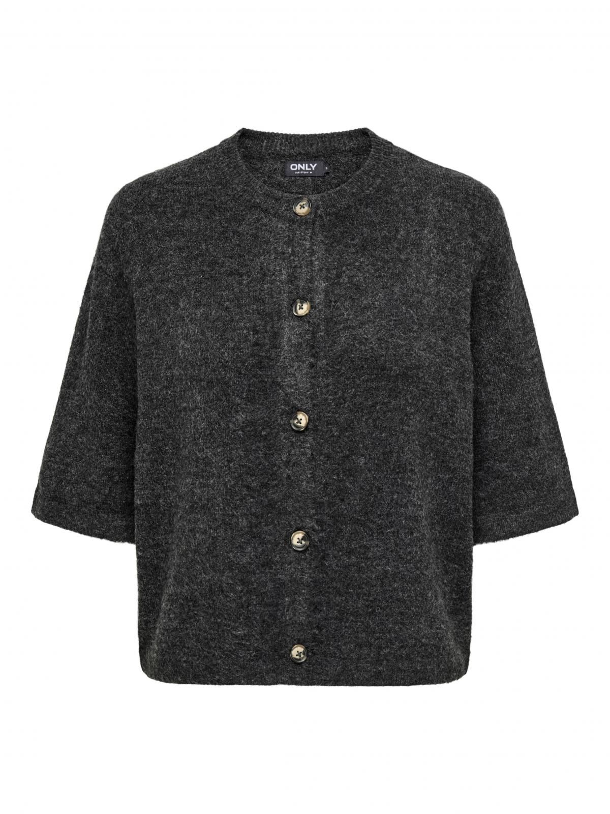 온리 모던 라운드넥 숏슬리브 니트 카디건 15348772_2383 GREY / DARK GREY MELANGE - 상세 이미지 4
