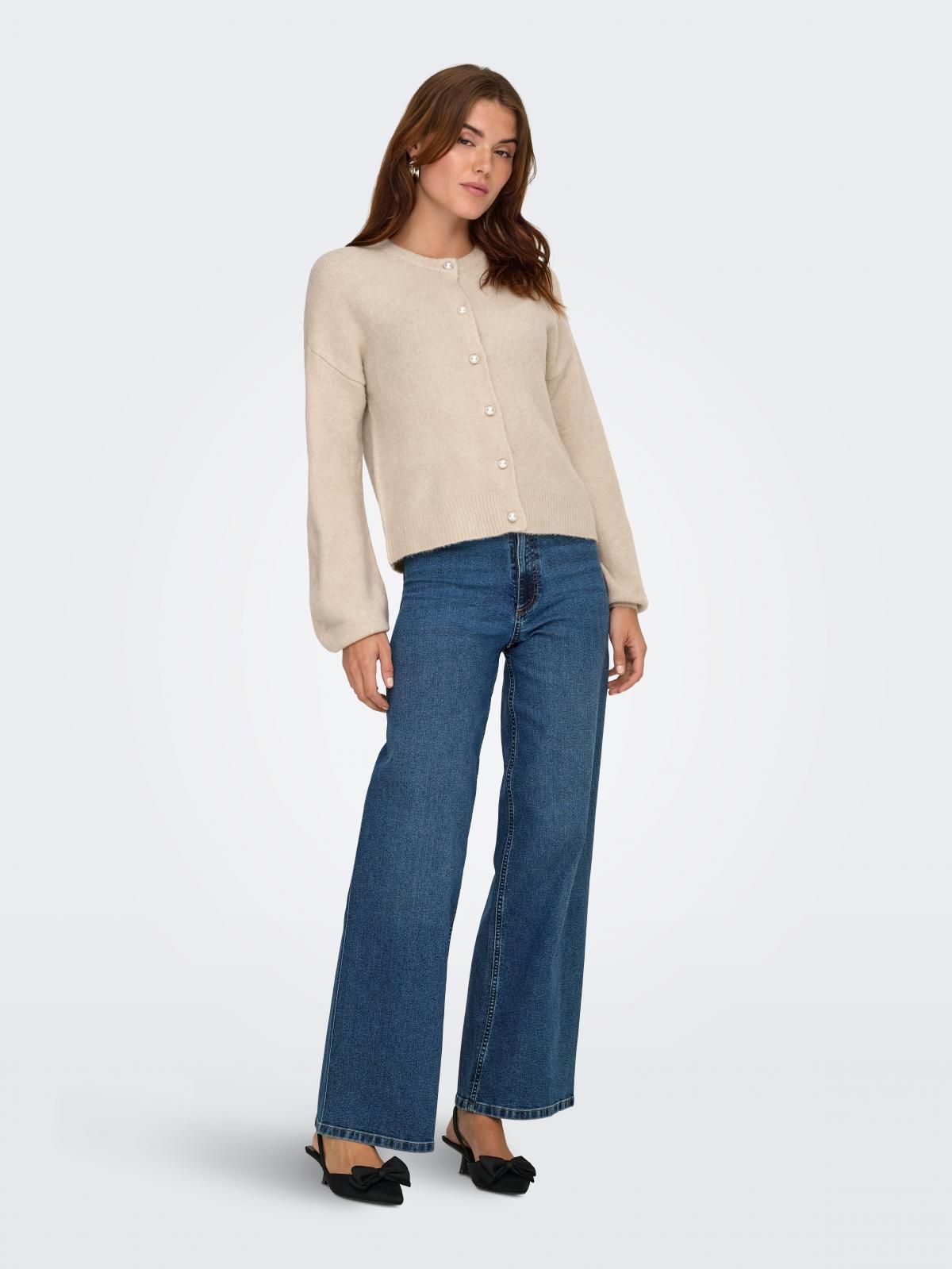 온리 베이직 플랫니트 브이넥 카디건 15242300_115_1231170 BEIGE / PUMICE STONE - 상세 이미지 5