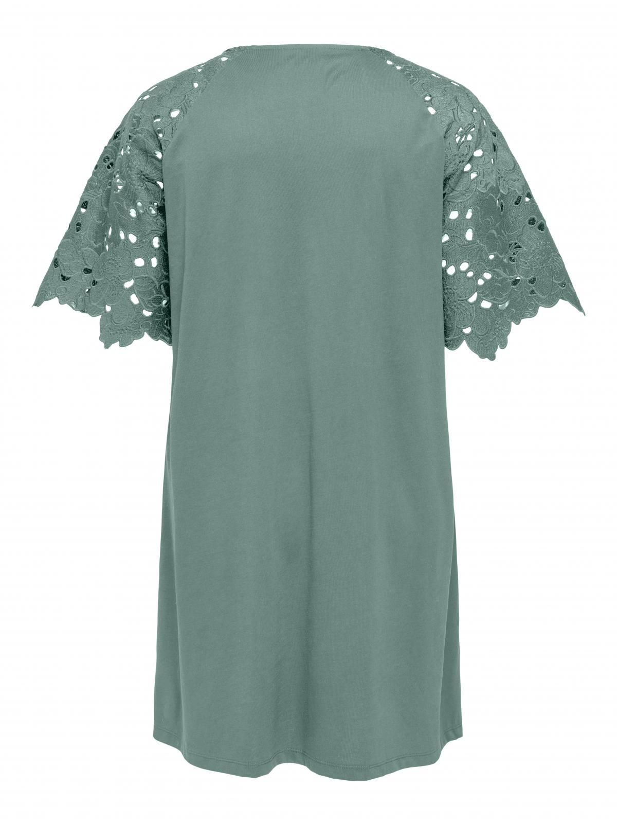 온리 빅사이즈 레이스 디테일 코튼 미니 원피스 15362312_1467 GREY / CHINOIS GREEN - 상세 이미지 5