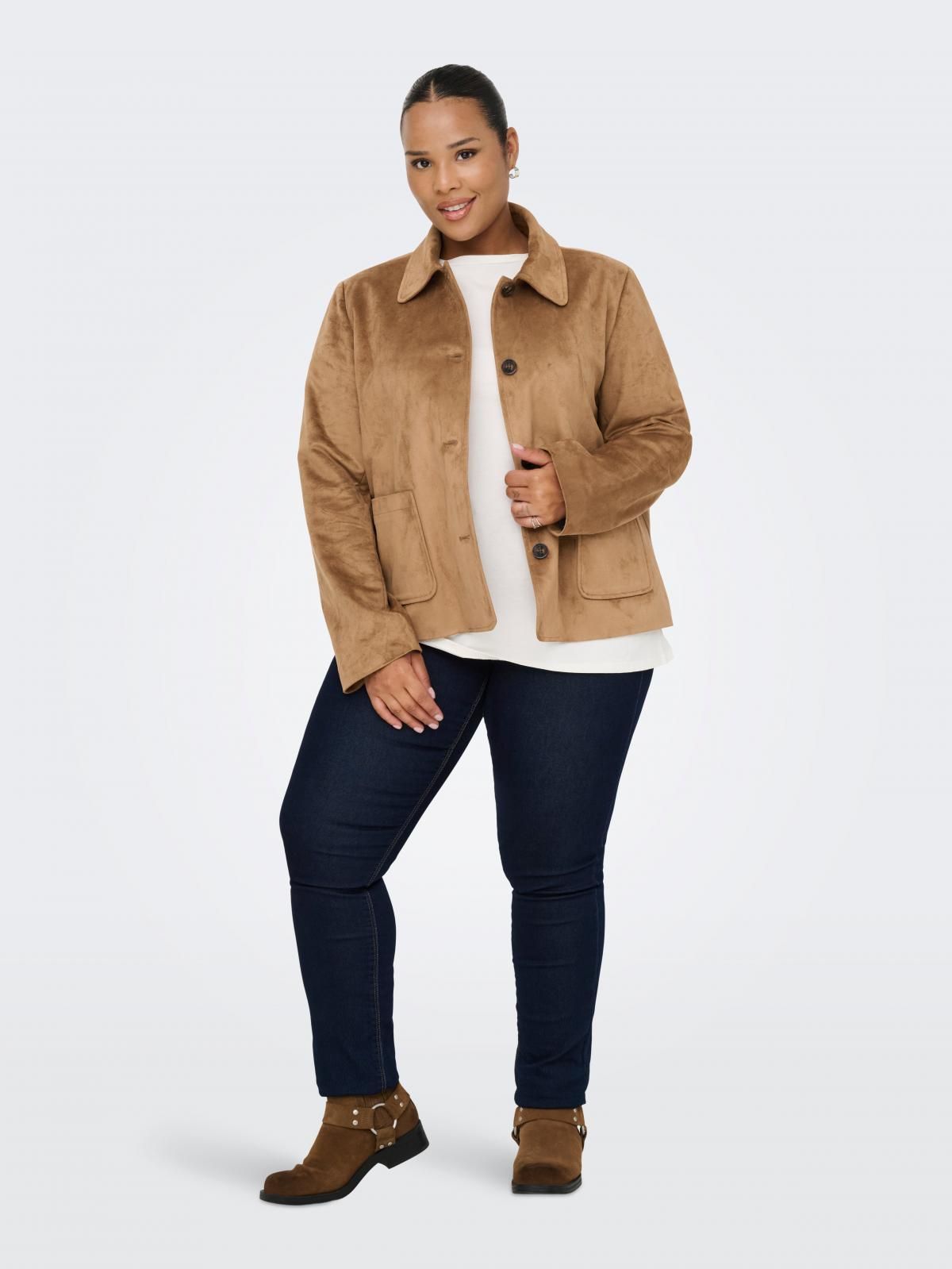 온리 스웨이드 테일러드 재킷 카멜 15360624_409 BROWN / COGNAC - 상세 이미지 5